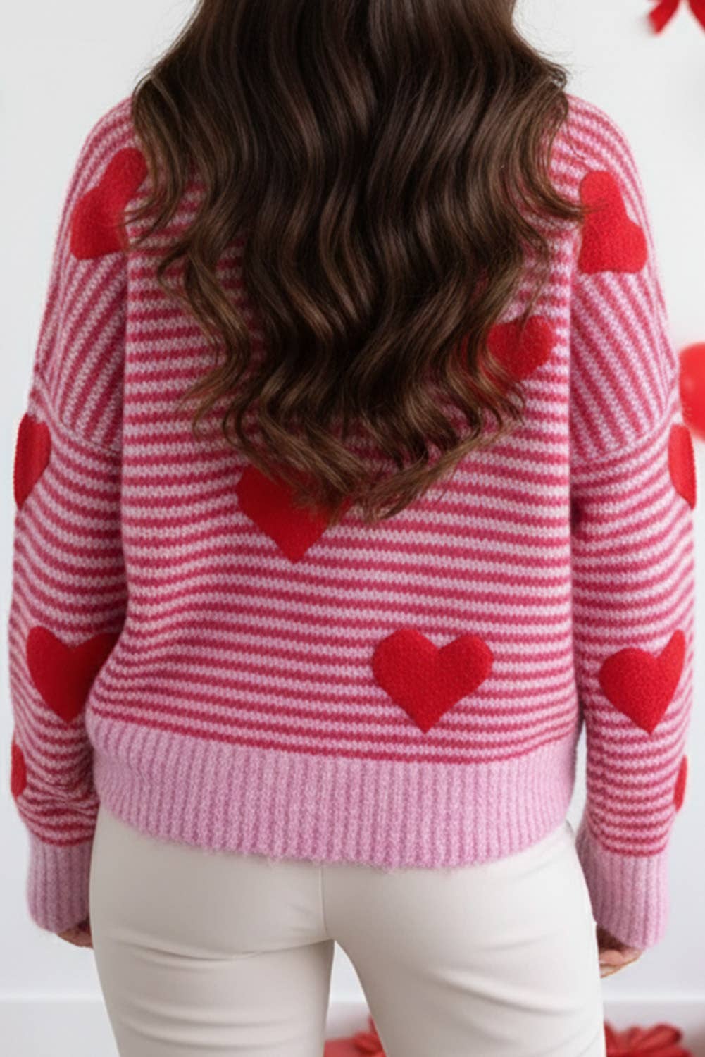 Heart Pattern Knit Sweater