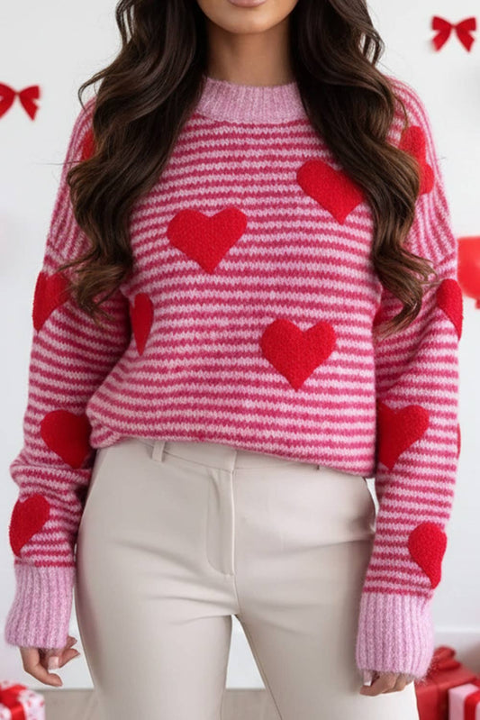 Heart Pattern Knit Sweater