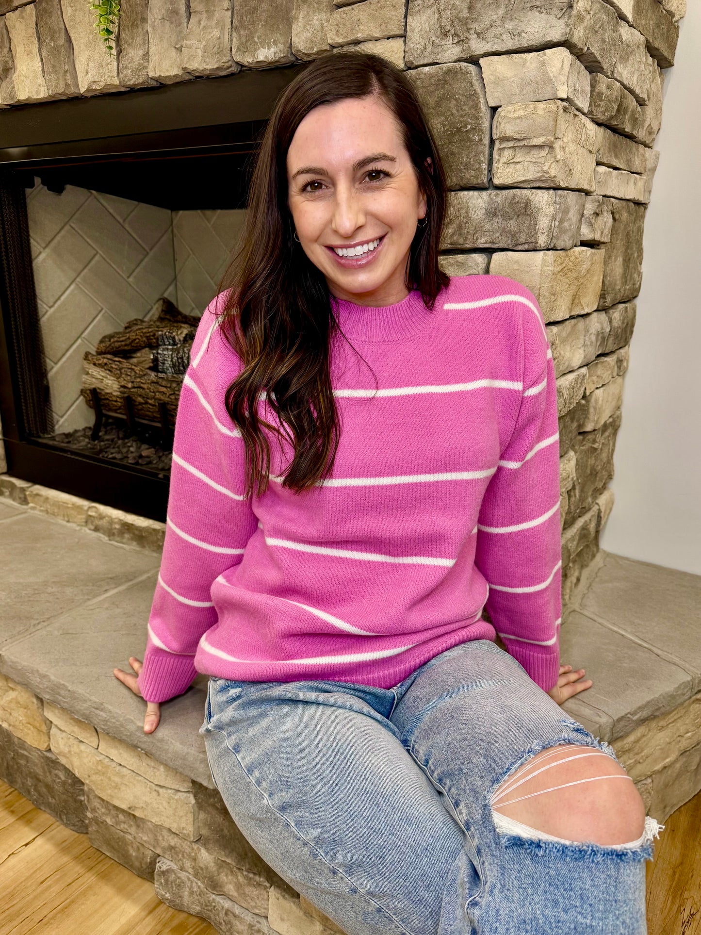 Round Neck Stripe Sweater