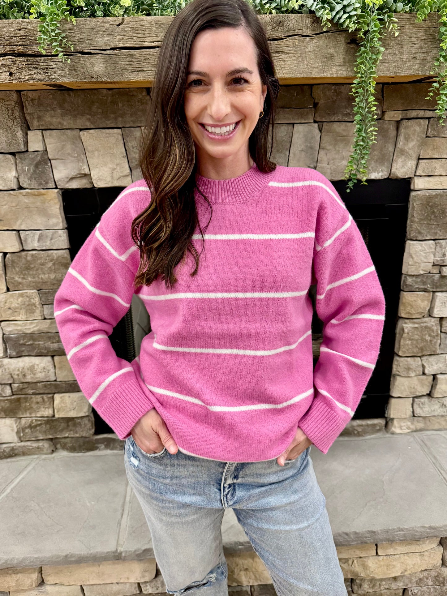 Round Neck Stripe Sweater