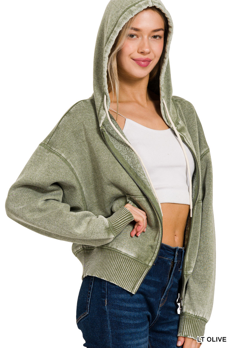 Fleece Cropped Zip-Up Jacket