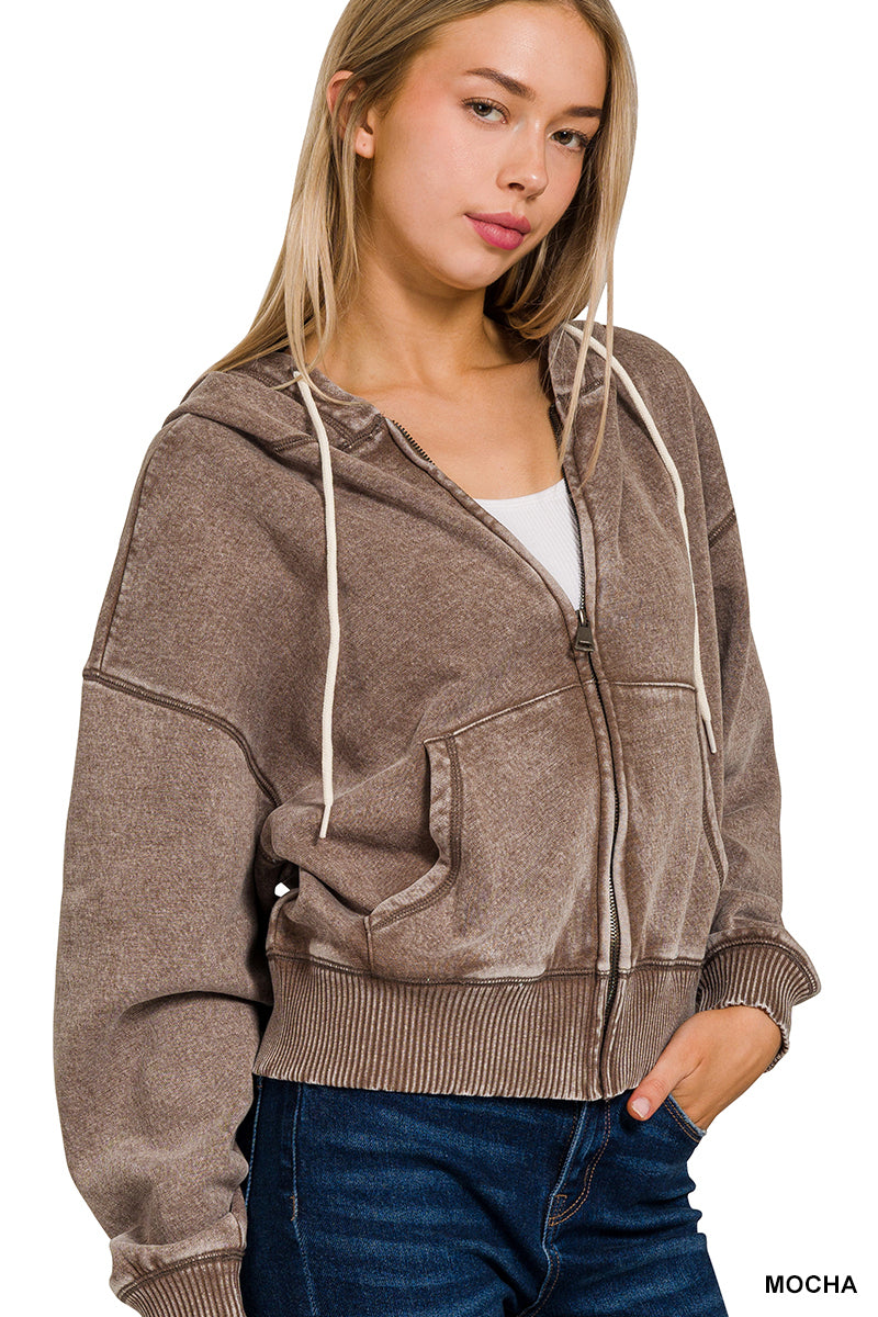 Fleece Cropped Zip-Up Jacket